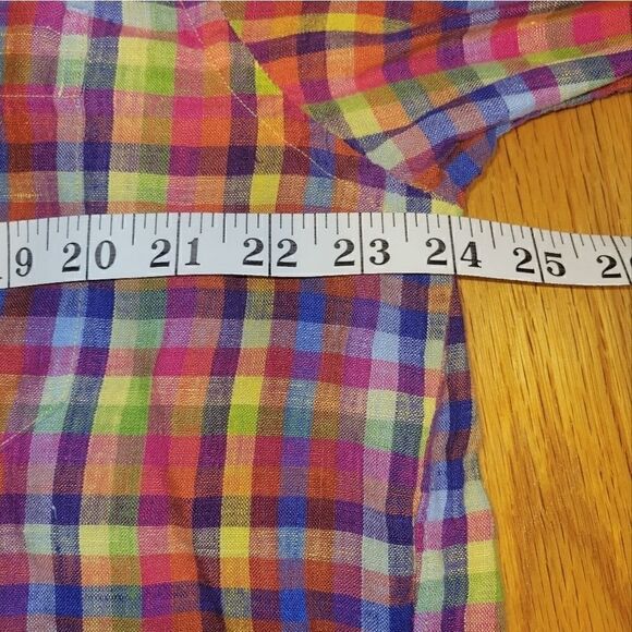 Scott Barber Delavé 100% Linen Plaid/Checkered Button Up/Button Down Shirt L - Picture 9 of 11